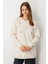 Çiçek Taş Detaylı Triko Tunik-KREM 1