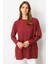 Kendinden Desenli Triko Tunik-Bordo 1