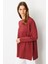 Kendinden Desenli Triko Tunik-Bordo 4