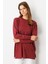 Kendinden Desenli Triko Tunik-Bordo 5