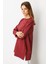Kendinden Desenli Triko Tunik-Bordo 6