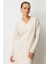 Düğme Detaylı Desenli Triko Hırka-EKRU 5