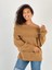 Kadın Madonna Yaka Camel Triko Kazak 1