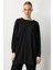 Çizgi Desen Pamuklu Triko Tunik-SİYAH 1