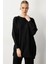 Çizgi Desen Pamuklu Triko Tunik-SİYAH 2