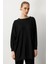 Çizgi Desen Pamuklu Triko Tunik-SİYAH 3