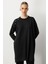 Omzu Düğme Detaylı Triko Tunik-Siyah 1