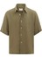 Haki 100% Keten Relaxed Erkek Gömlek 7