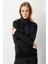 Taş Detaylı Yarım Balıkçı Triko Kazak-SİYAH 1