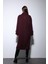 Bordo Kadın Yumuşak Dokulu Oversize Kruvaze Kaban 5