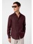 Bordo 100% Keten Comfort Fit Erkek Gömlek 1