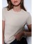 Bej Basic Kadın T-Shirt 4