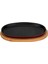Döküm Oval Fajita Tabağı Kayın Servis Ahşabı Ölçü 18X28CM. (Harici Tava Tutucu Dahil Değildir.)-Bordo 1