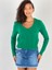 Kadın V Yaka Saç Örgü Kısa Yeşil Triko Kazak 2