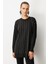 Taş Desen Çizgili Triko Tunik Kazak-SİYAH 3