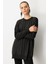 Taş Desen Çizgili Triko Tunik Kazak-SİYAH 4