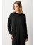 Yuvarlak Yaka Desenli Triko Tunik-Siyah 5