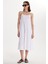 Kadın Slim Fit Dar Kesim Ince Askılı U Yaka Midi Beyaz Elbise 1