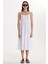 Kadın Slim Fit Dar Kesim Ince Askılı U Yaka Midi Beyaz Elbise 4
