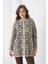 Kadın Tesettüre Uygun Midi Boy Uzun Kol Önden Düğmeli Leopar Desenli Spor Şık Triko Ceket 1