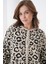 Kadın Tesettüre Uygun Midi Boy Uzun Kol Önden Düğmeli Leopar Desenli Spor Şık Triko Ceket 3