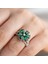 925 Ayar Gümüş Yeşil Taşlı Çiçek Yüzük 2