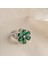 925 Ayar Gümüş Yeşil Taşlı Çiçek Yüzük 5
