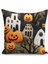 Çift Taraflı Dijital Baskı Kırlent Kılıfı Keçe Işi Gürünümlü Hallowen - Cadılar Bayramı Desenli 1