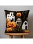 Çift Taraflı Dijital Baskı Kırlent Kılıfı Keçe Işi Gürünümlü Hallowen - Cadılar Bayramı Desenli 2