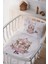 %100 Pamuk Saten Isme Özel Isimli Anne Yanı Beşik Nevresim Takımı Pembe Atlıkarınca 1