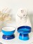 Seramik Kedi ve Köpek Mama Su Kabı Luna- Ayaklı Model 2'li(Mavi- Lacivert) 4
