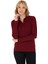 Kadın Bordo Basic Polo Yaka Sweatshirt 1