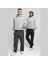 Unisex Şardonlu Kapüşonlu Kanguru Cepli Relaxed Fit Sweatshirt Gri Melanj 1