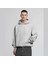 Unisex Şardonlu Kapüşonlu Kanguru Cepli Relaxed Fit Sweatshirt Gri Melanj 2