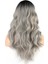 Dalgalı Perçemli Fiber Sentetik Orta Boy Peruk - Siyah Gri Ombreli 5