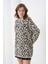Kadın Leopar Desenli Uzun Kollu Bisiklet Yaka Spor Şık Kışlık Triko Kazak 2