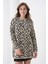 Kadın Leopar Desenli Uzun Kollu Bisiklet Yaka Spor Şık Kışlık Triko Kazak 5