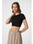 Siyah Basic Crop Kadın Top 1