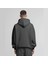 Unisex Şardonlu Kapüşonlu Kanguru Cepli Relaxed Fit Sweatshirt Füme Antrasit 5