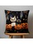 Çift Taraflı Dijital Baskı Kırlent Kılıfı Keçe Işi Gürünümlü Hallowen - Cadılar Bayramı Desenli 2