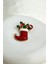 Yılbaşı Özel Yeşil Yıldız Detay Kırmızı Taşlı Noel Çorap Broş (4cm) 1