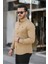 Erkek Basic Slim Fit Uzun Kol Bej Dar Kot Gömlek 2
