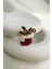 Yılbaşı Özel Kırmızı Taşlı Yaprak Detay Noel Çorap Broş (3cm) 3