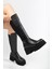 Suins Henna Model Platform Kadın Siyah Arkası Lastikli Çizme 2