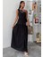 Tek Omuzlu Pile Detay Maxi Elbise 2895 L-Si̇yah 1