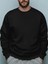 Erkek Düz Siyah Baskısız Bisiklet Yaka Oversize Sweatshirt Sweat Erkek Spor Gym Fitness Sweatshirt 1