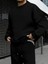 Erkek Düz Siyah Baskısız Bisiklet Yaka Oversize Sweatshirt Sweat Erkek Spor Gym Fitness Sweatshirt 2