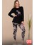 Lady Çiçek Desenli Uzun Kollu Üst ve Kapri Pijama Takımı 1