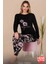 Lady Çiçek Desenli Uzun Kollu Üst ve Kapri Pijama Takımı 2