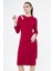 Picacy Yuvarlak Yaka Diz Altı Regular Fit Kırmızıi Renk Elbise 1